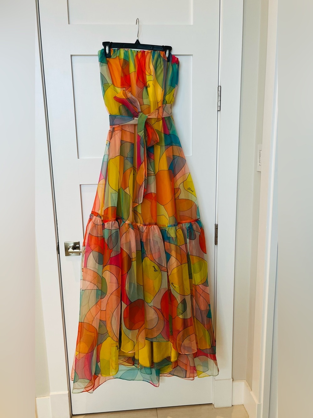 STAUD Tiered Abstract-Print Maxi Dress Citrus Kaleidoscope - Picture 3 of 7
